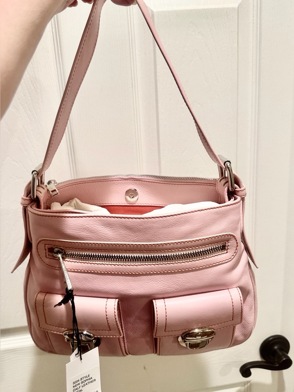 Marc Jacobs/Pink Leather Adjustable Crossbody Bag/Front Pockets/Zippers/NWT!